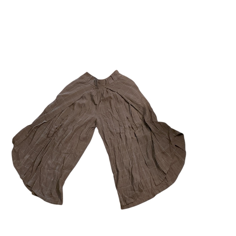 Free People Brown Wide Leg Front Slit Pants